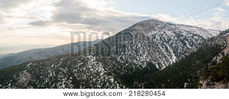 Parnitha Mountain With Snow, Greece