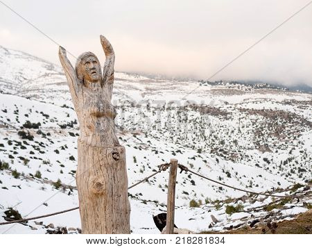 Wooden Carving Sculptures In Park Of Souls