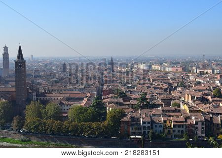 panoramic view of Verona city in Italy