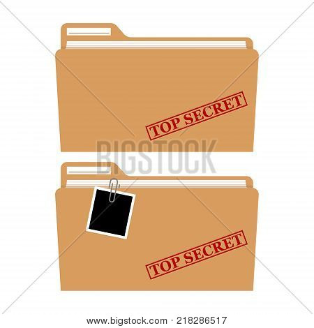 File folder with red rubber stamp top secret vector isolated, confidential, private information