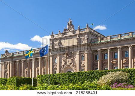 Swedish Parliament In The City Of Stockholm