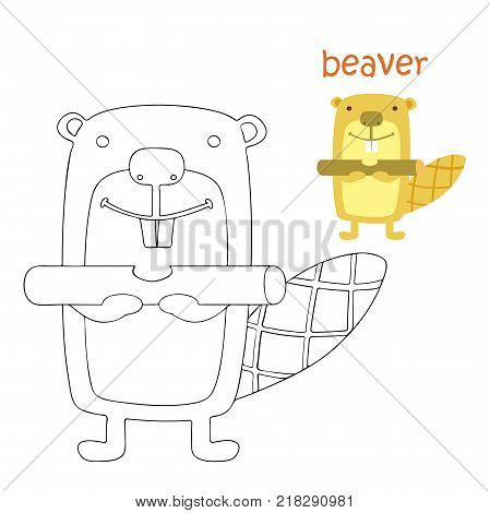 Coloring book animal. Kids coloring pages. beaver
