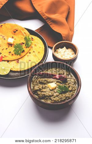 Sarson Ka Saag Makki Ki Roti popular north indian main course menu usually prepared in winter season
