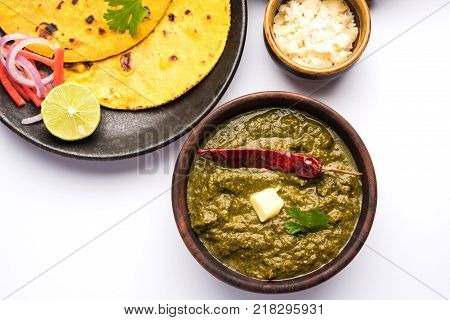Sarson Ka Saag Makki Ki Roti popular north indian main course menu usually prepared in winter season