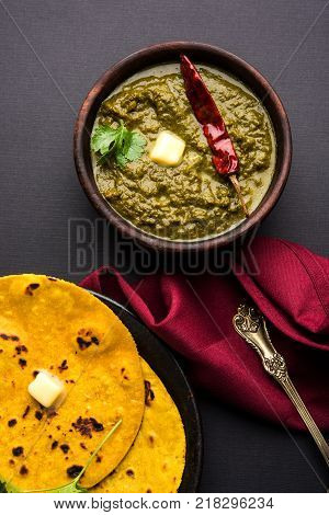Sarson Ka Saag Makki Ki Roti popular north indian main course menu usually prepared in winter season