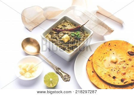 Sarson Ka Saag Makki Ki Roti popular north indian main course menu usually prepared in winter season