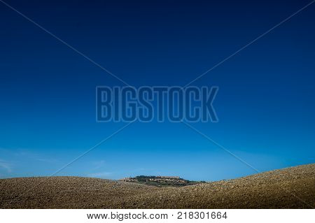 Volterra, Pisa, Italy - November 1, 2017: Hikers Depart From Saline For The Volterra Hills