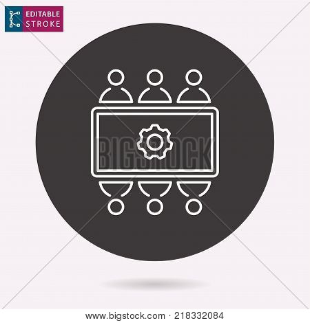 Conference table - outline icon. Editable stroke. Vector illustration