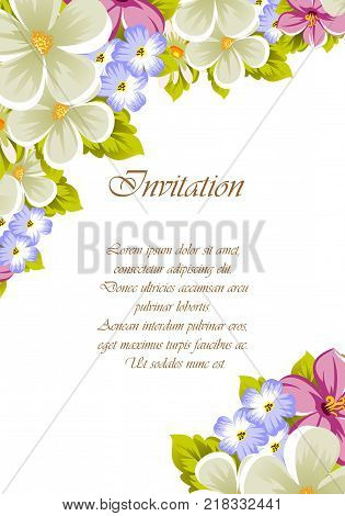 Floral Seamless Pattern Of Several Flowers And Leaves. For Design Of Cards, Invitations, Posters, Ba