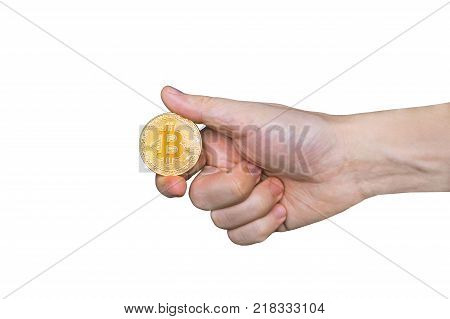 Bitcoin. Bitcoin With Hand