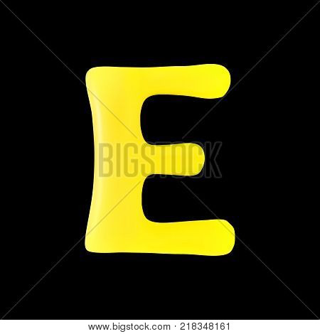 Realistic letter E isolated on black background. 3d. Stock - Vector illustration