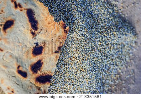 Roti/chapati Of Pearl Millet/bajra/pennisetum Glaucum With Whole Grains Of Pearl Millet.