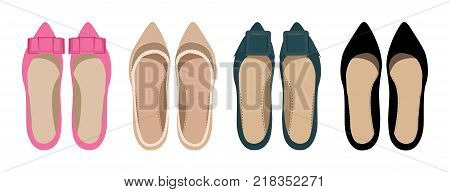 Set of women's elegant shoes. Vector illustration.