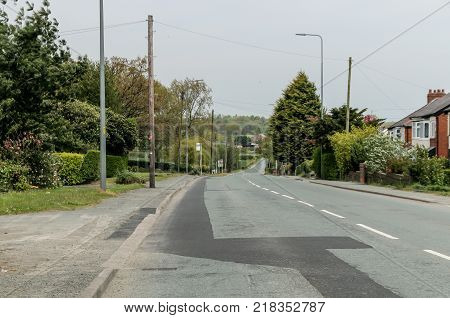 A view down a typical street in Standish in Wigan