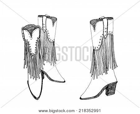 A pair of female cowboy boots. Vector illustration.