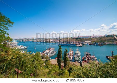 Beautiful Landscape In The Territory Of The Vorontsov Palace In The Crimea On A Clear Sunny Day
