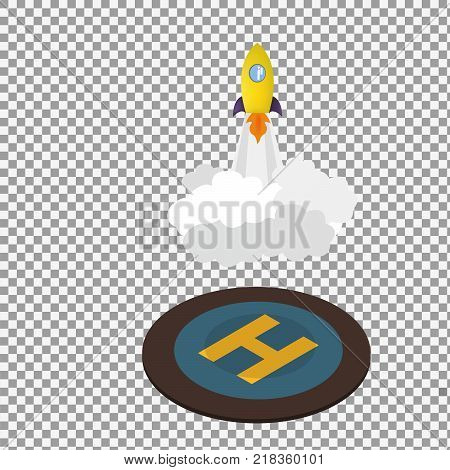 Rocket launch icon, vector symbol in flat isometric style on transparent background. - stock vector