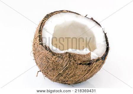 Coconut Slice Isolated On The White Background.