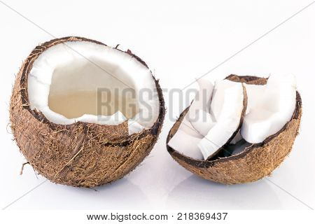 Coconut Slice Isolated On The White Background.