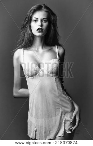 Pretty Sexy Girl In Nightie Dress