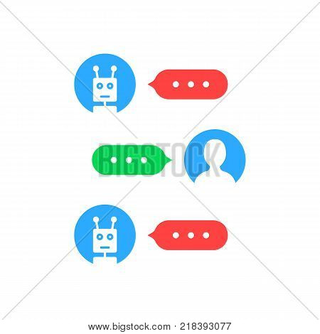 user interface like chatting with chat bot. concept of feedback or dialog with digital helper and on line support. flat style trend modern logotype graphic design isolated on white background