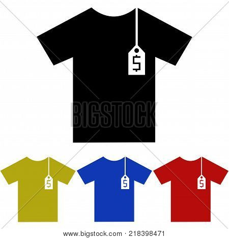 Sale of T-shirts icon in glyph style. Four color option