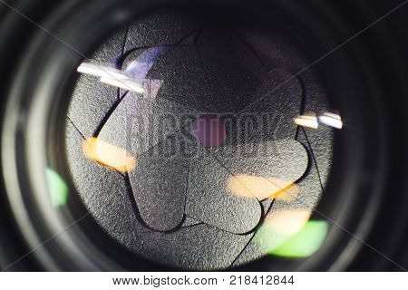 Closeup of a photographic lens technology, zoom