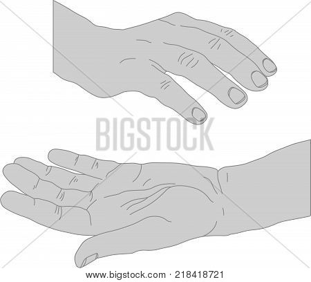 Drawn hands opened holding something - space to add an object