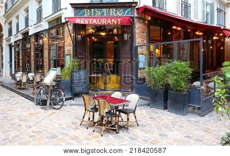 Paris, France-November 26, 2017 : Located on the Boulevard Saint-Germain, in the 6th district of Paris the Odeon Relais is a great Parisian brasserie .