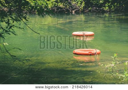 Life Buoys Floating On Waters Of Formoso River