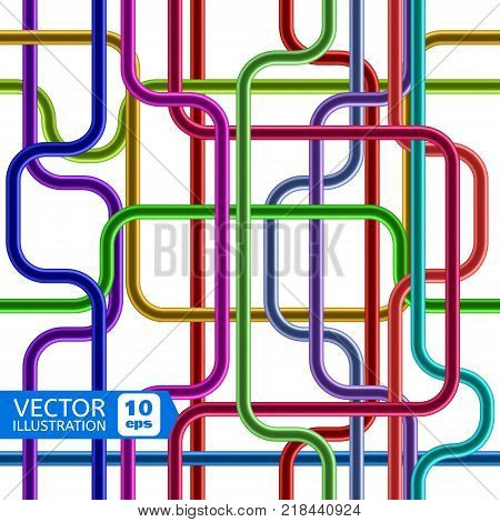Abstract Colorful Shiny Tubes. Seamless Pattern. Background for Business Presentaion. Vector illustration