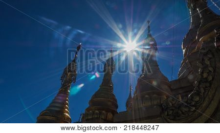 Mount Popa, Holy mountain for burmese people with lots of temples on the top. Located in southeast of Bagan Mandalay Region of Myanmar.