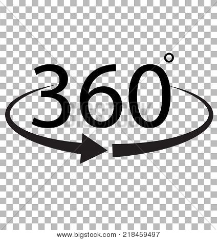 360 Degree icon on transparent background. 360 Degree sign. 360 symbol.