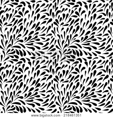 Abstract pattern. Stylized leaves, drops, cute seamless drop background for your design