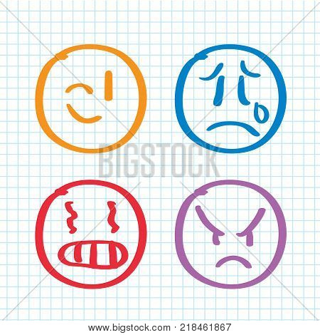Modern outline style emoji icons collection. Premium quality symbols and sign web logo collection. Pack modern infographic logo and pictogram. Simple emoticons pictograms. vector illustration