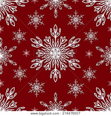 Snowflakes vector icons frozen frost star Christmas decoration snow winter flakes elemets Xmas holiday design. Winter snow traditional beautiful star ornament seamless patetrn