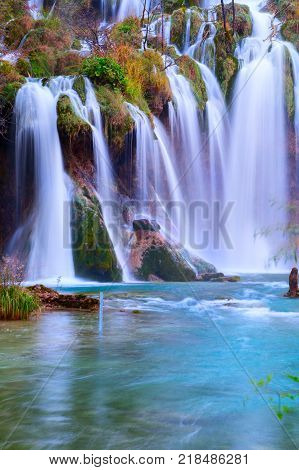 Plitvice lakes with beautiful colors and magnificent views of the waterfalls Croatia Plitvice national park