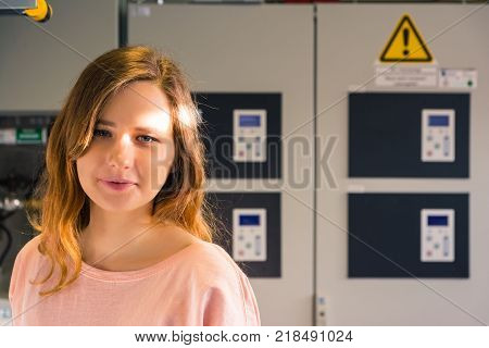 Young Female Engineer Printing Specialist Measuring Checking Colors Quality Booth Color Management I