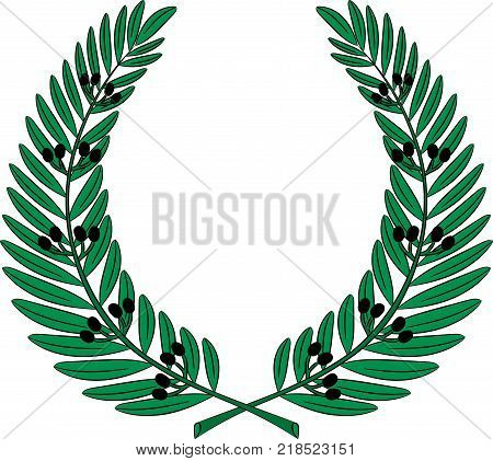 Olive wreath - symbol of victory and achievement. Design element for construction of medals awards coat of arms. Vector illustration