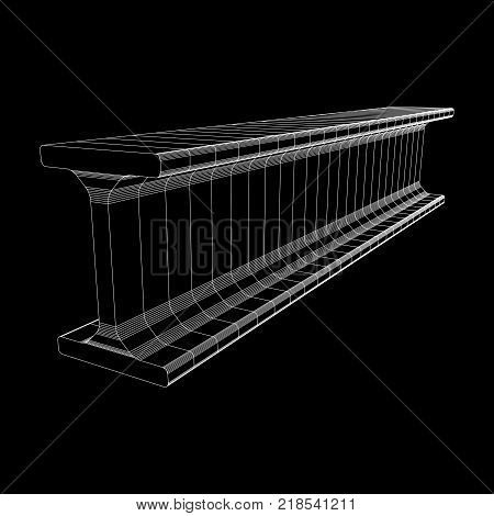 Wireframe low poly mesh construction metallurgy beam profile symbol vector illustration