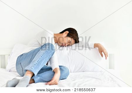Relaxation Concept, Men are sleeping  in the bedroom.