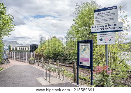 LOCH AWE, ARGYLL, Scotland - MAY 15 2017 : Abellio is operating the Loch Awe station