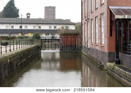 A small side cutting into the canal system in Wigan