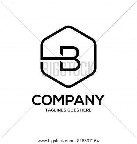 Clean luxury Letter B logo hexagon linear sign vintage design. letter B outlines with modern hexagon logo concept