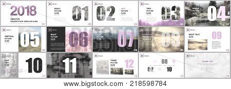 Presentation templates. Calendar planner for 2018 year. Pink color elements on a white background. Brochure cover vector design. Presentation slides for flyer, leaflet, brochure, report, marketing