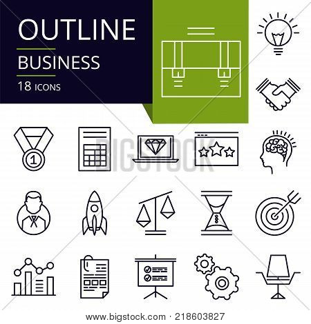 Set of outline icons of Business. Modern icons for website mobile app design and print.