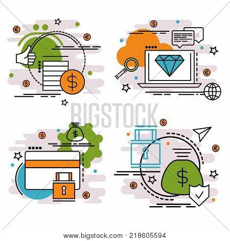 Set of outline icons of finance and money.
Colorful icons for website mobile app design and print.