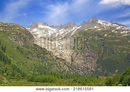 Rhone glacier, source of Rhone river