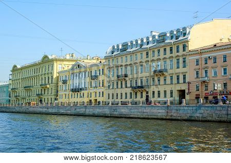 Saint-Petersburg, Russia - May 13, 2006: Mizhuyev's house on Fontanka 26 and profitable house of Orzhevsky on Fontanka 28