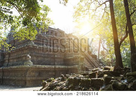 Angkor Thom terrace of the leprous king Siem Reap Cambodia